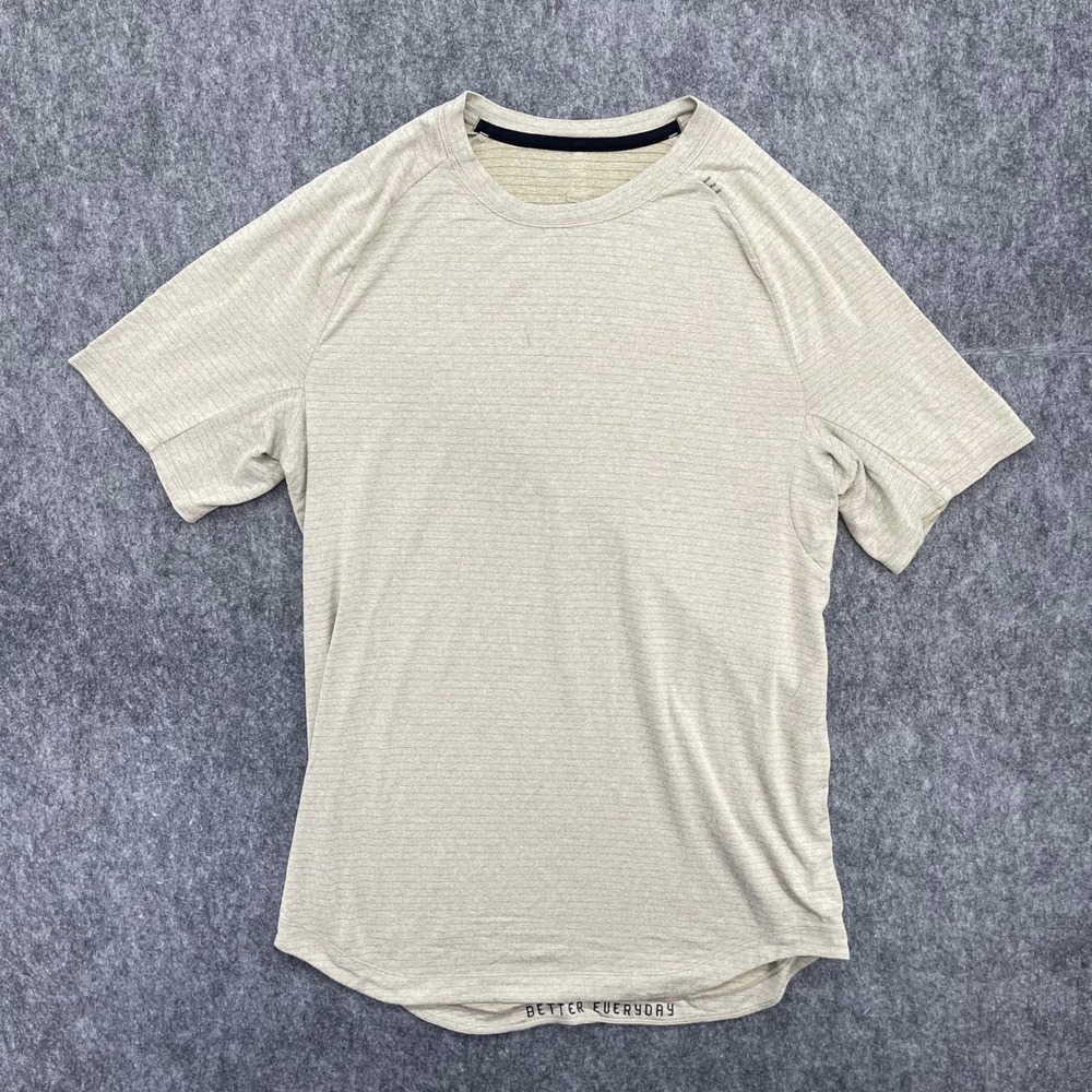 Lululemon Better Everyday Shirt Mens Small Short Sleeve Green Stripe